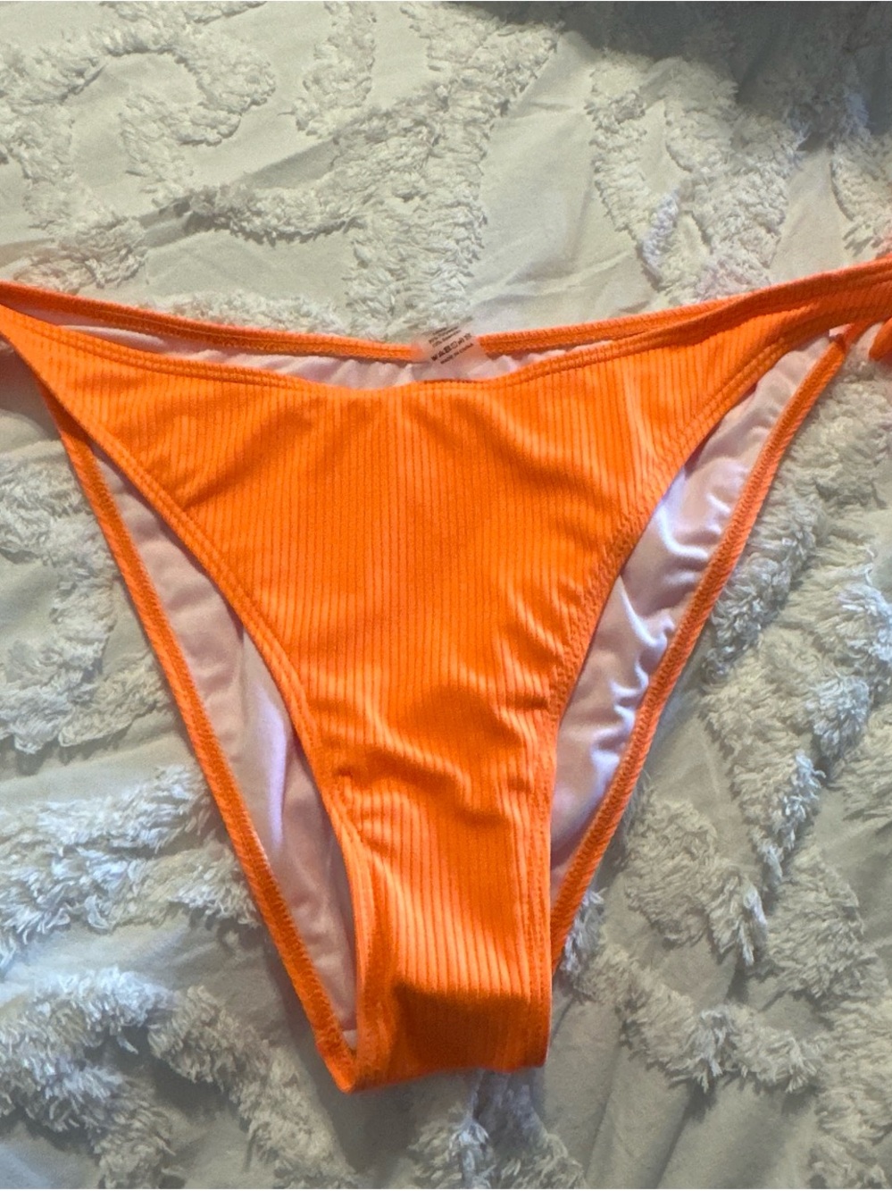 Bright Orange Ribbed Bikini Bottom